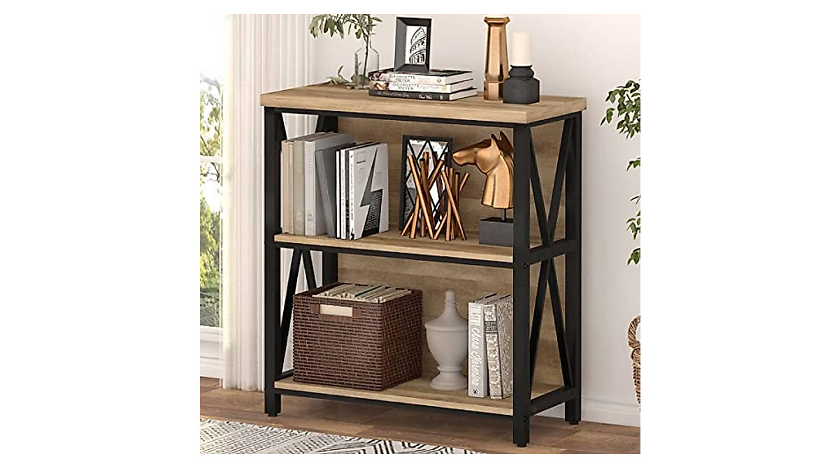 FATORRI 5 Tier Bookshelf And Bookcase With Doors (White Oak - View #12