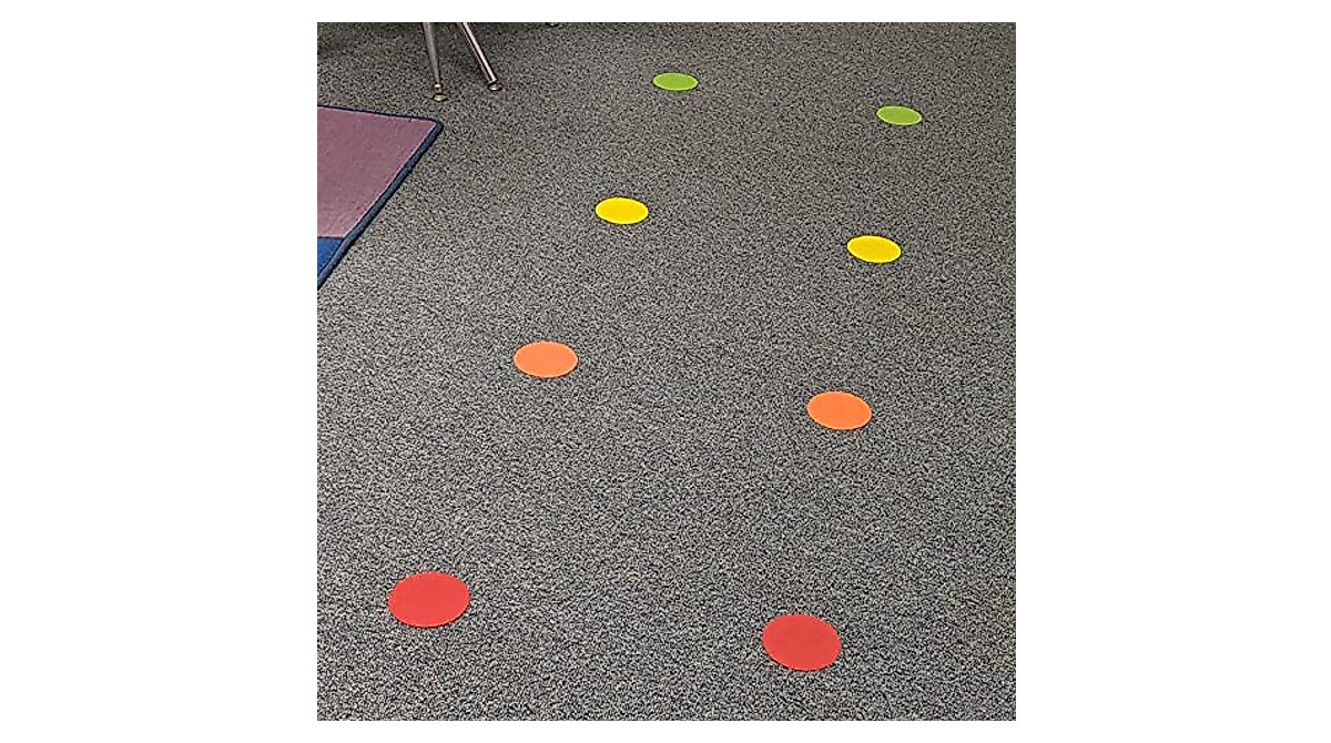 Round Floor Stickers - 6-Inch Colorful Vinyl Spot Markers for Classrooms