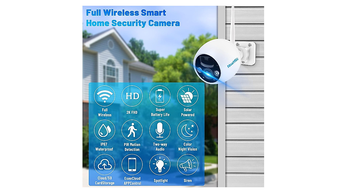 Security Cameras Wireless Outdoor NoahTec Home 2K Wireless