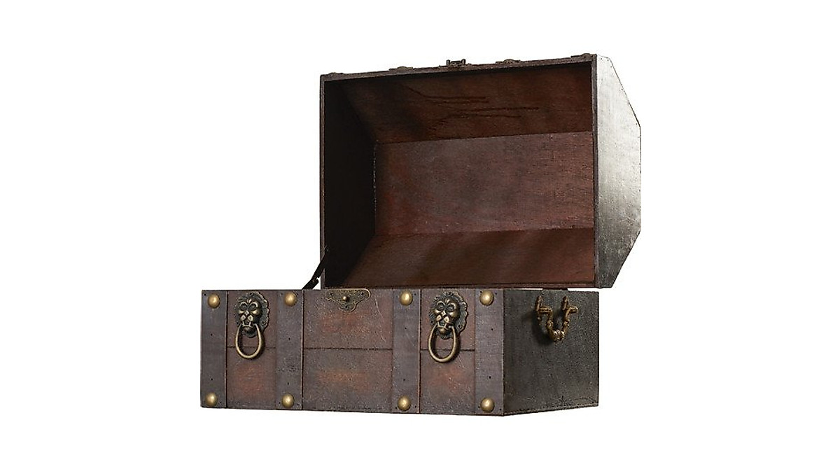 Antique Pirate Treasure Chest - Vintage Decorative Storage Box