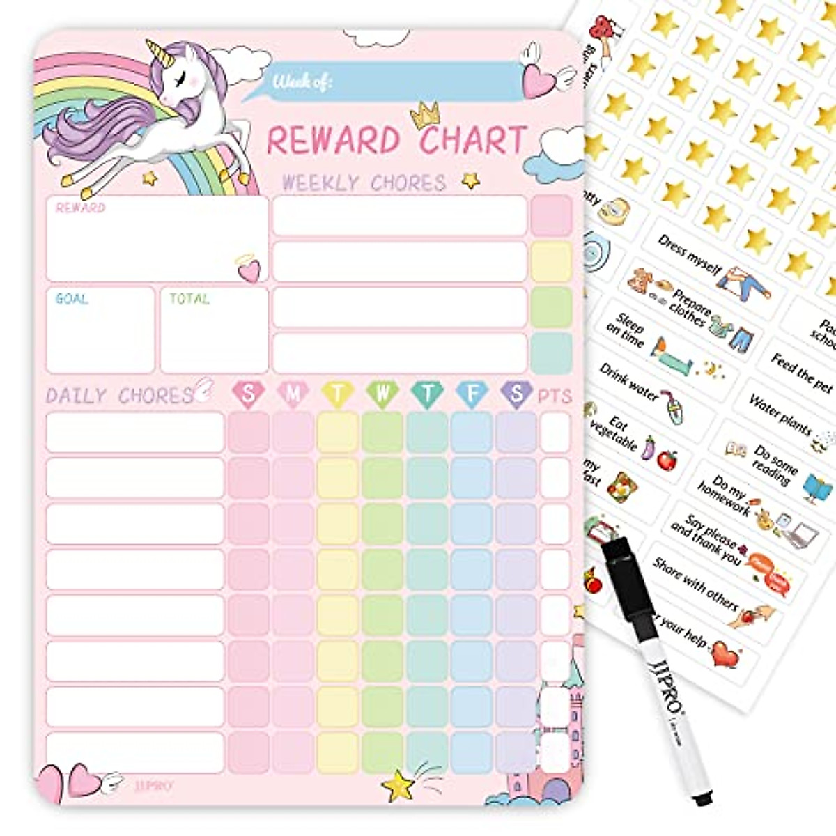 Unicorn Magnetic Chore Chart for Kids - Learn Responsibility