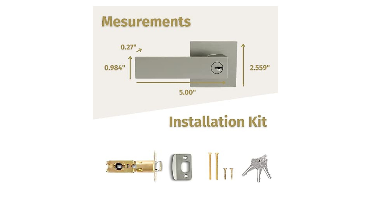 Mega Handles Entry Lever Door Knob Handle Set For Hallway, Closet And