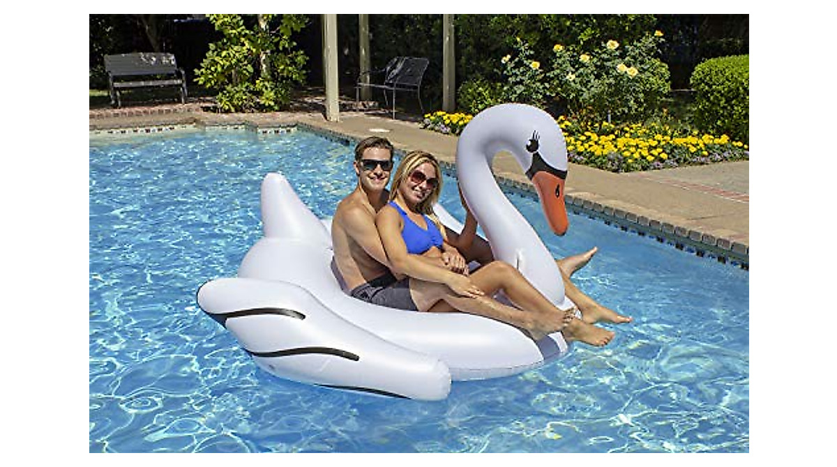 Poolmaster Jumbo Swan Pool Float - White Large Float for Relaxing