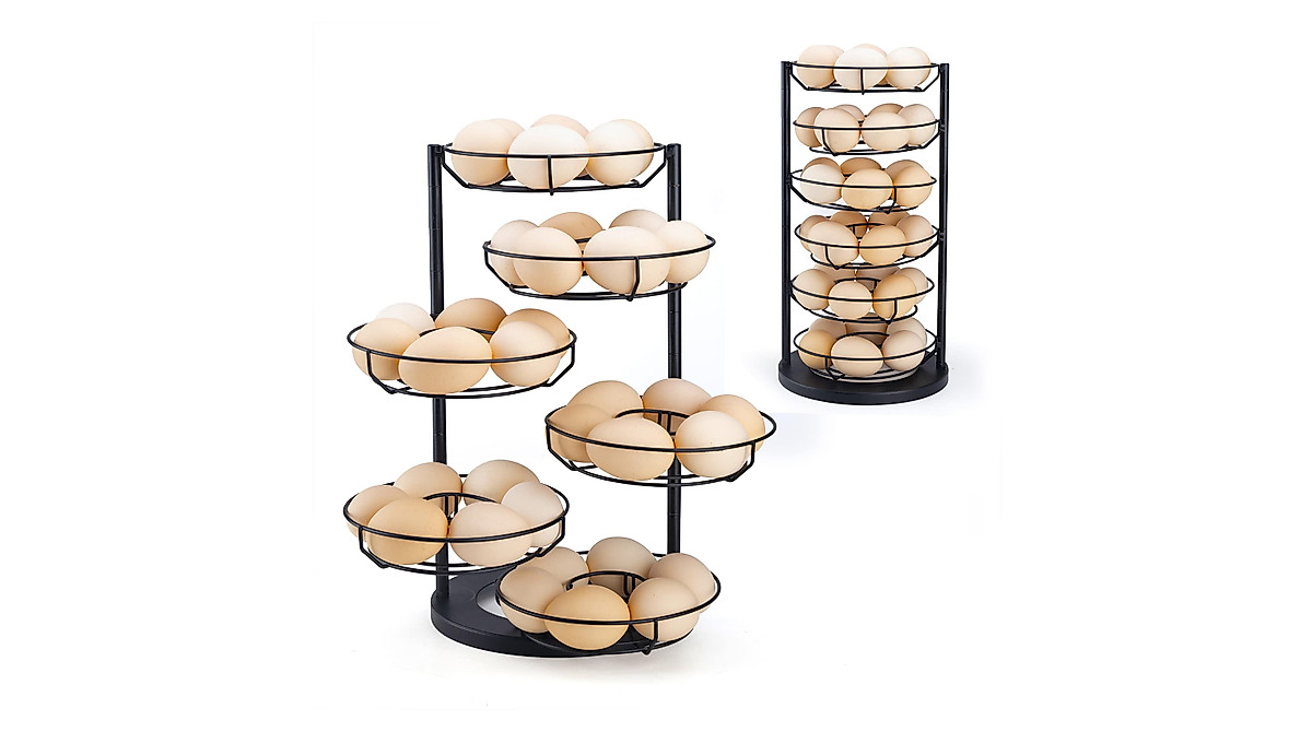 Egg Holder Countertop Dispenser - Rotating Egg Storage for Kitchen
