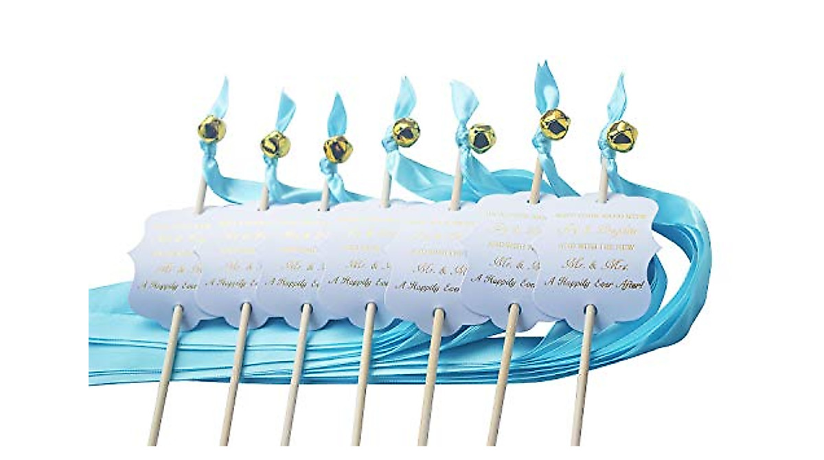 Wedding Ribbon Wand Favor Tags - Elegant Gold Foil Send-Off Tags