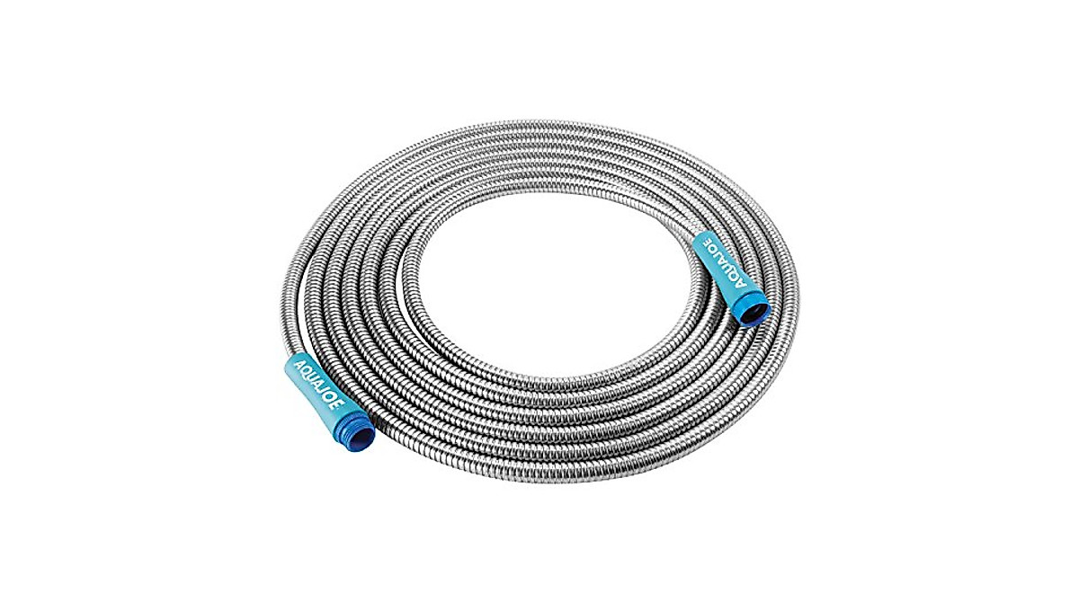 Aqua Joe Heavy-Duty Metal Garden Hose - 25 Ft, Puncture & Kink Free