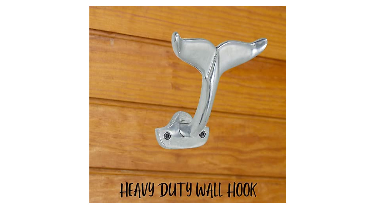 Aluminum Whale Tail Hook | 8x8 Inch Wall Mount Decor