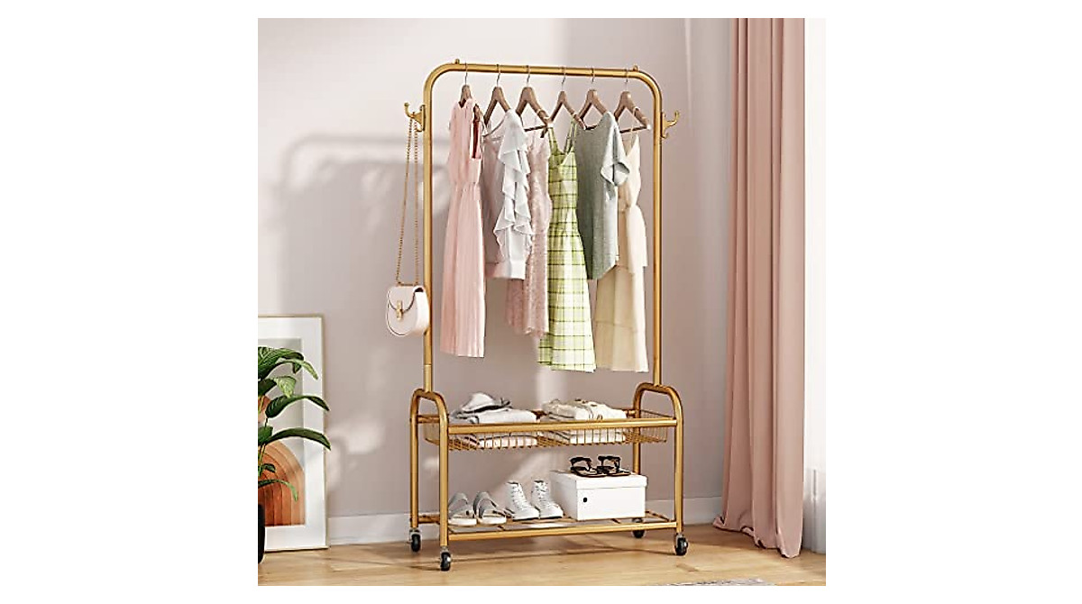 Gold Clothing Rack - Heavy Duty Storage Organizer