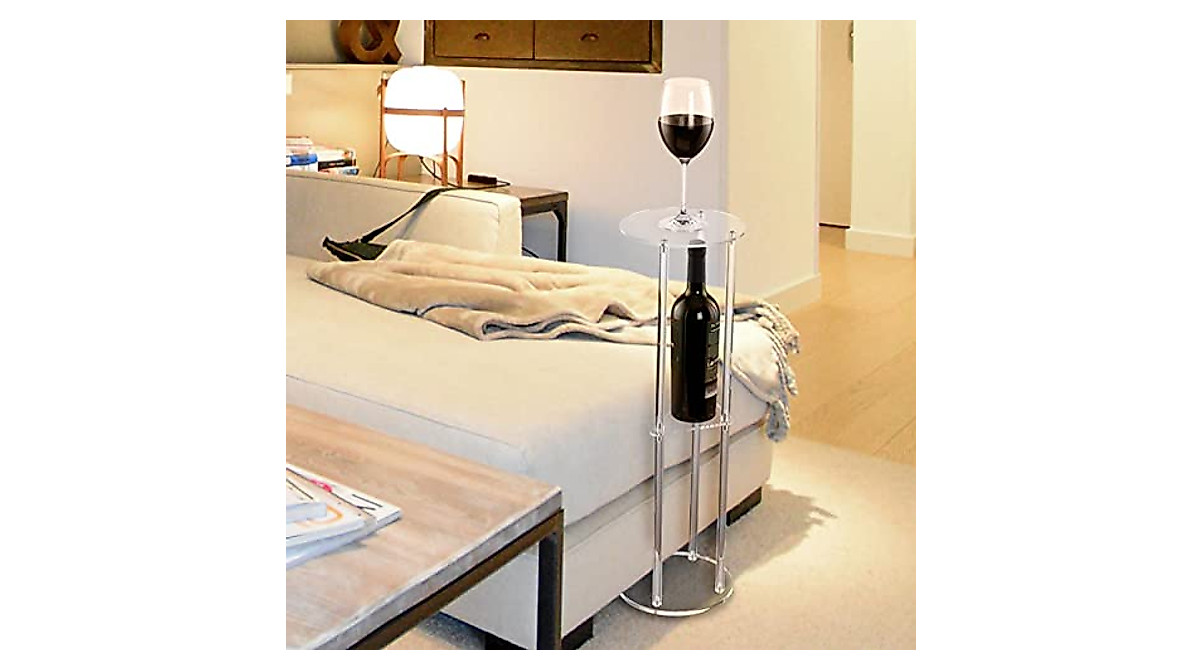 HMYHUM Clear Acrylic Drink Table for Small Spaces