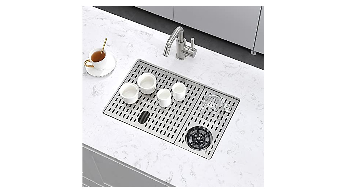 Premium Undermount Bar Sink with Glass Rinser - 23