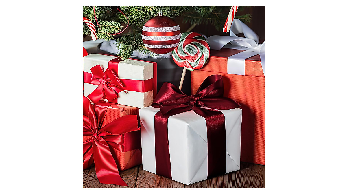 1 Inch Burgundy Satin Ribbon for Gift Wrapping & Crafts