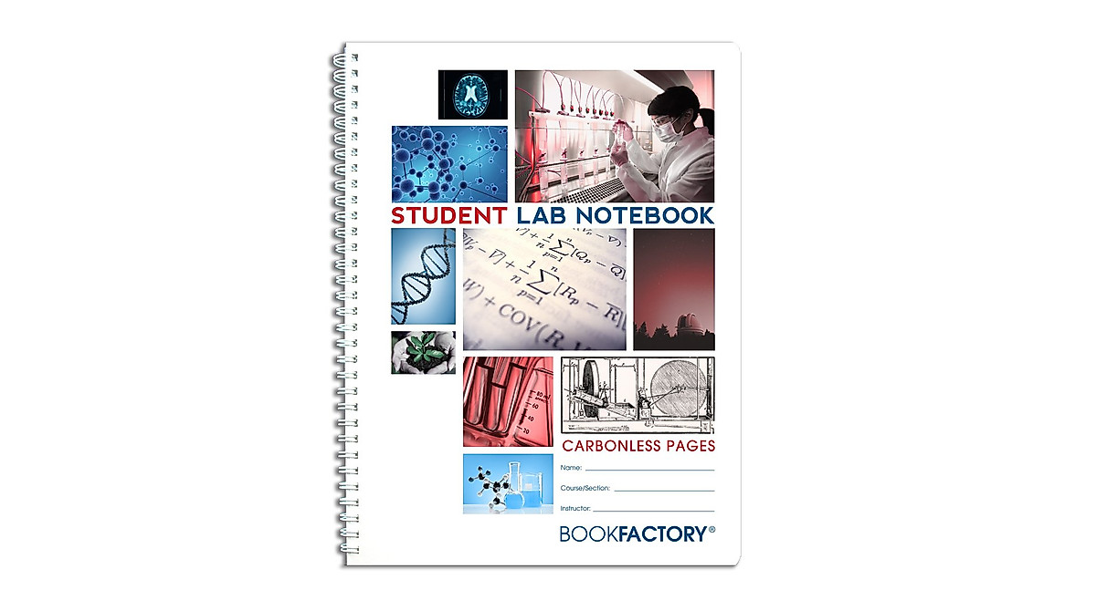 BookFactory Carbonless Student Lab Notebook - Durable Scientific Grid Pages