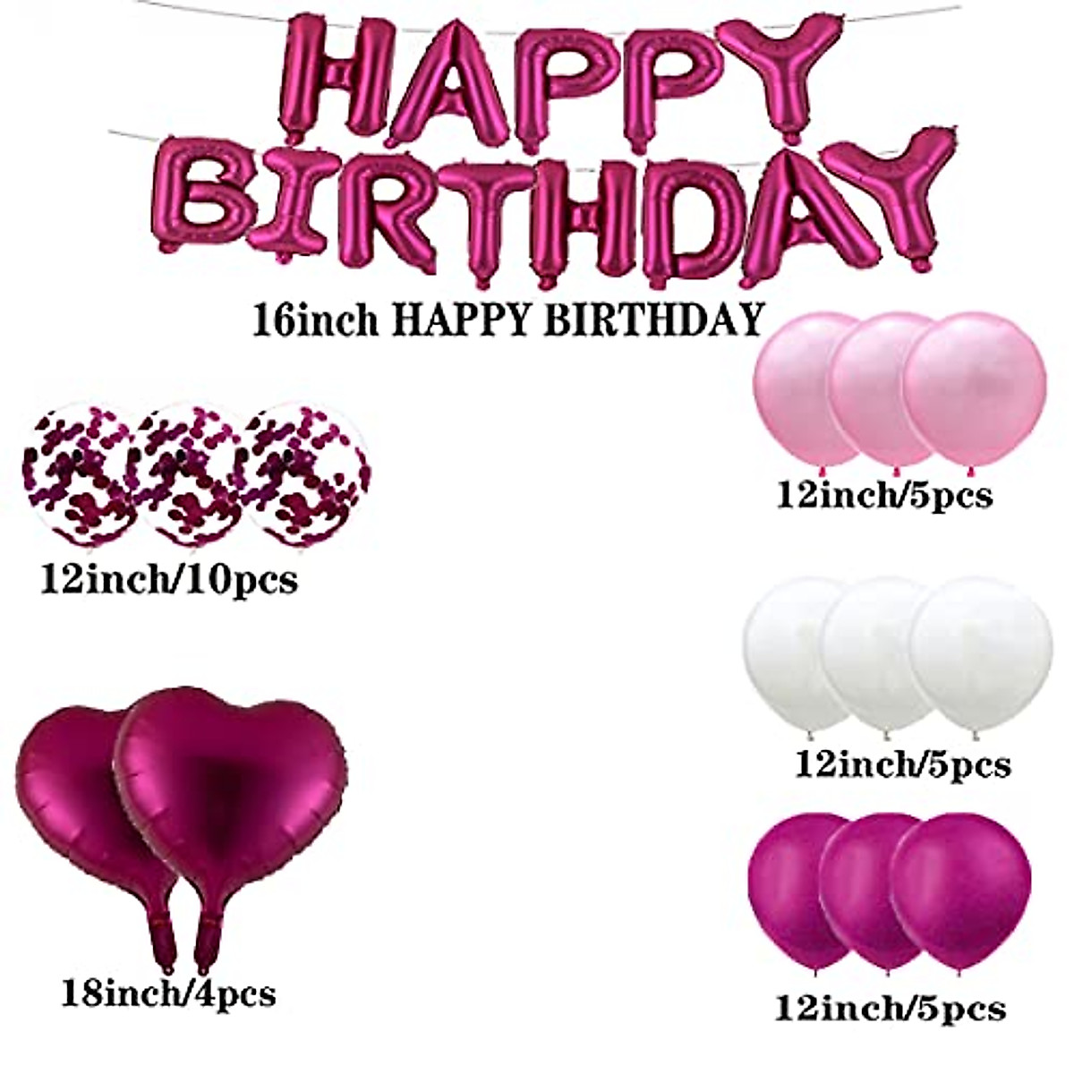 Purple 15th Birthday Balloons - 16 Pack 12 Inch Latex Balloons With Gold Printing