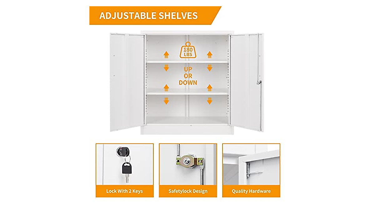 Secure Lockable Metal Storage Cabinet with Adjustable Shelves
