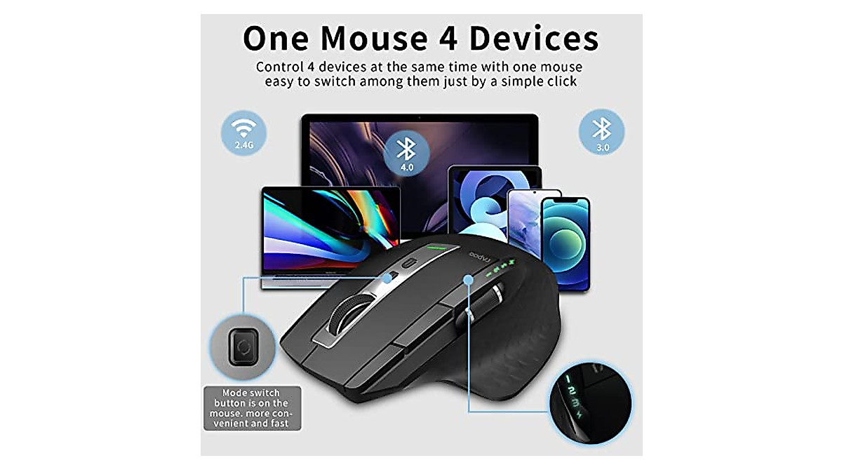 Rapoo Wireless Mouse - Multi-Device Bluetooth & Ergonomic Design