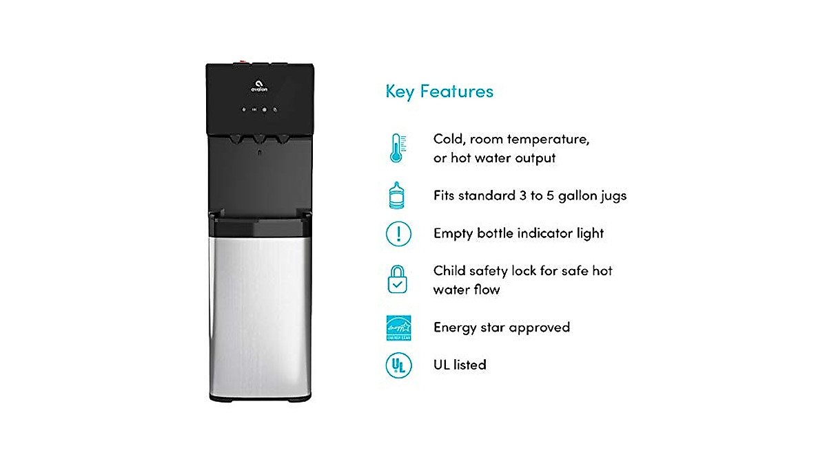 Avalon Bottom Loading Water Cooler - 3 Temperatures & Safety Features