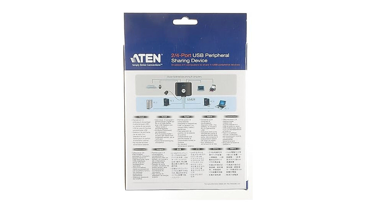 ATEN US224 USB 2.0 Switch for 2 Computers Share 4 Devices