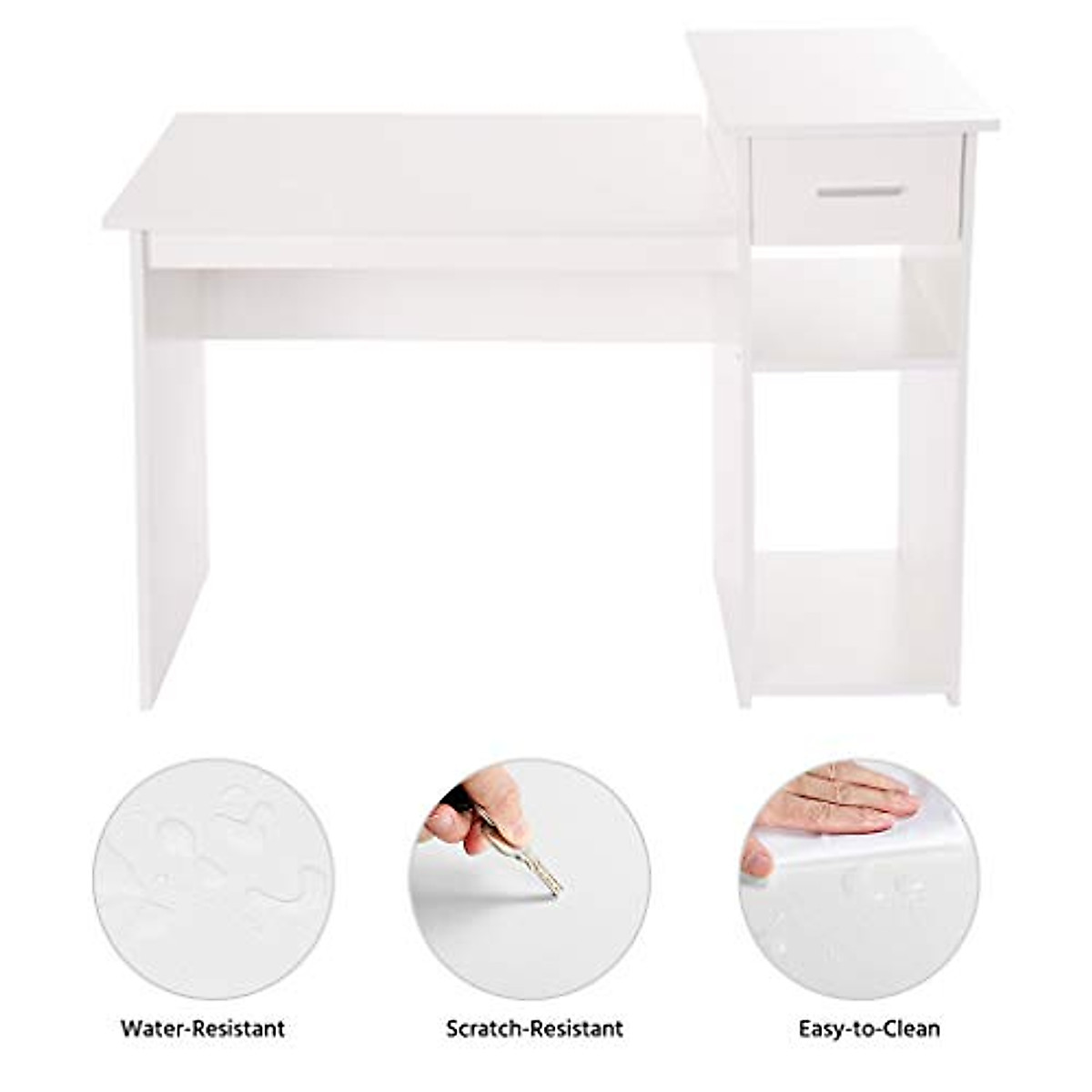 GMOON White Desktop Computer Desk for Home Office