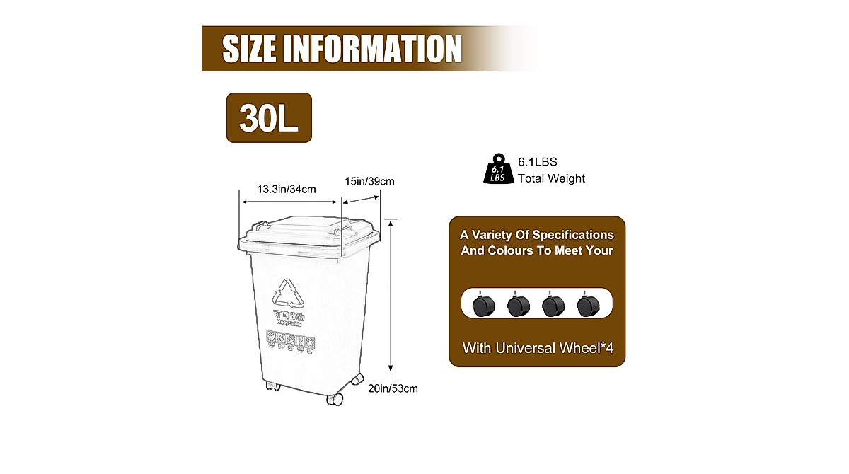 Durable Outdoor Garbage Cans with Wheels - Multiple Sizes