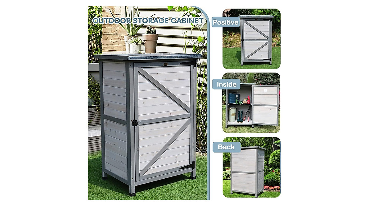 Outdoor Storage Cabinet with Lockable Doors - Organize Tools