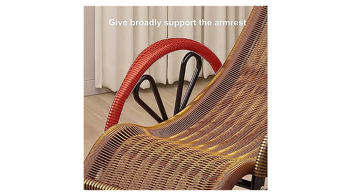 JHKZUDG Green Rattan Rocking Chair for Outdoor Relaxation