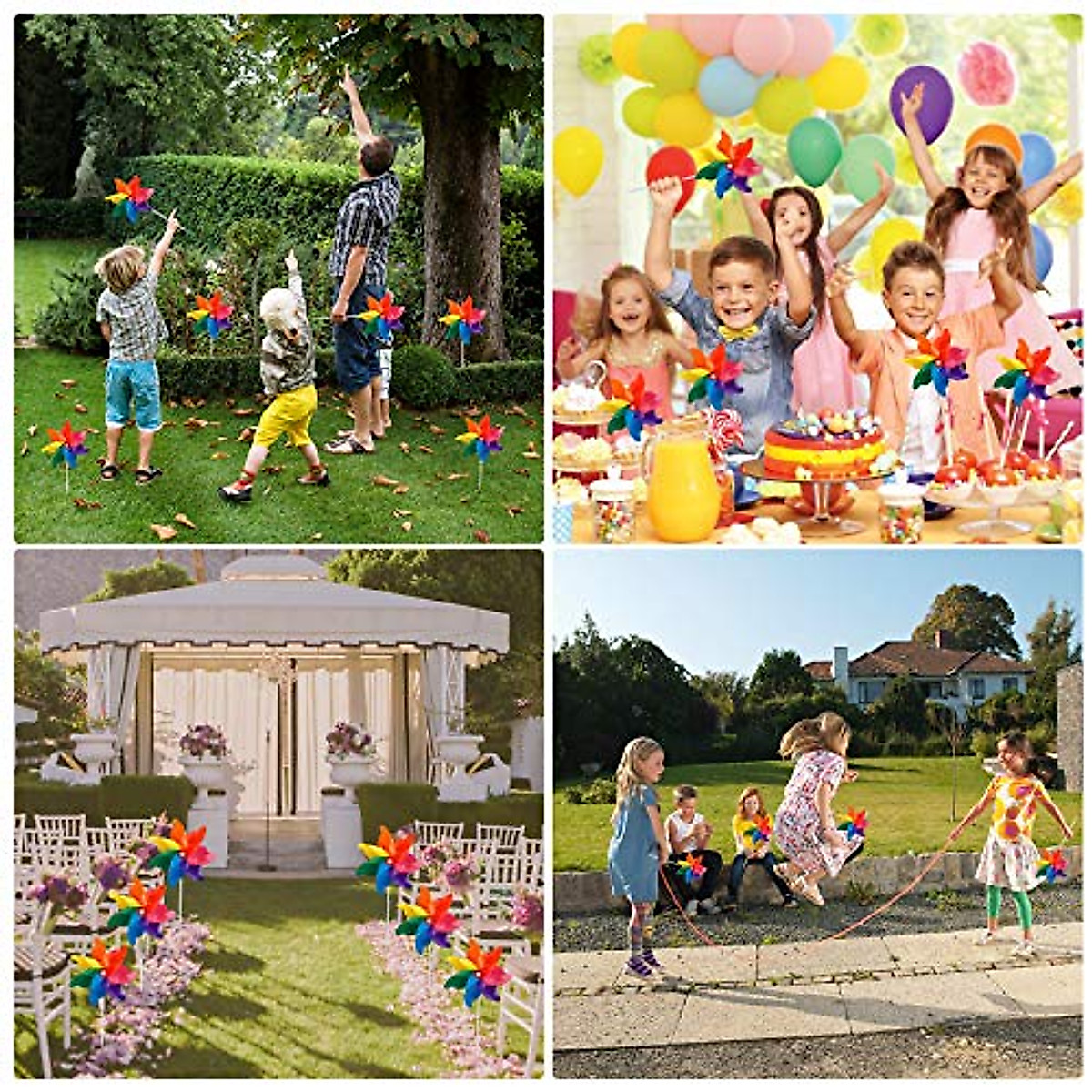 Tsocent 7 Colors Pinwheels - 24 Pack for Outdoor Decor & Parties