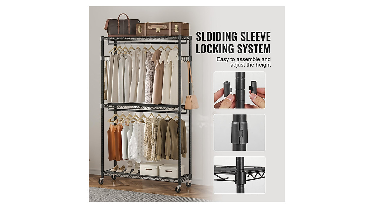 VEVOR Heavy Duty Clothes Rack – Adjustable & Durable