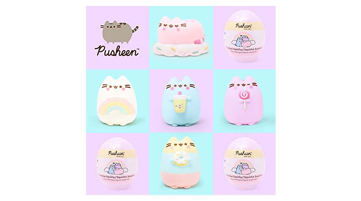Hamee SquiSHU Pusheen le chat Jouet sensoriel fidget extensible à pétrir et presser - Balle douce à presser calmante, apaisante et relaxante - Cadeau pour enfants et adultes - 1 pièce (Mystère - Boîte