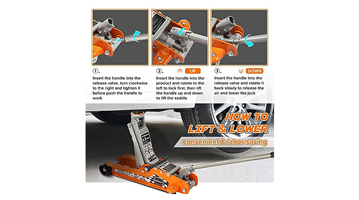 Mophorn 3 Tonnen Low Profile Floor Jack, Heavy-Duty Stahl, Doppelkolben
