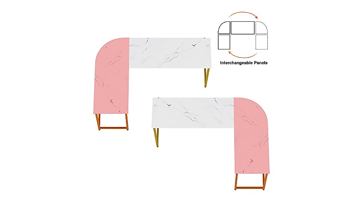 Weehom L Shaped Computer Desk with Monitor Stand, Reversible Corner ...