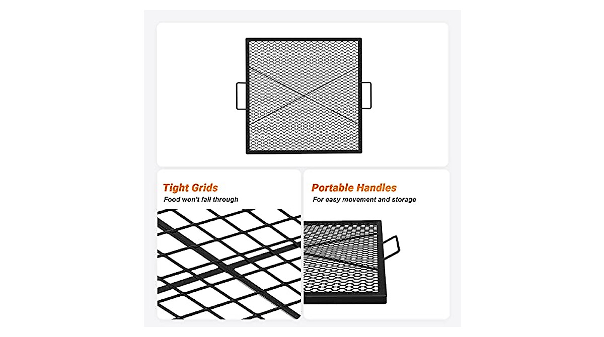 Onlyfire X-Marks Square Fire Pit Cooking Grate - 30 Inch Grill