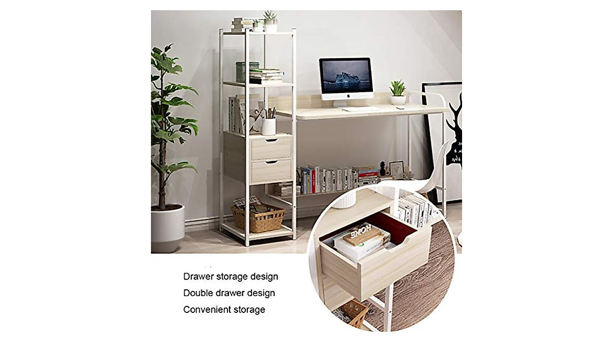 TOPYL Modern Writing Desk with Storage | Sturdy Home Office Desk