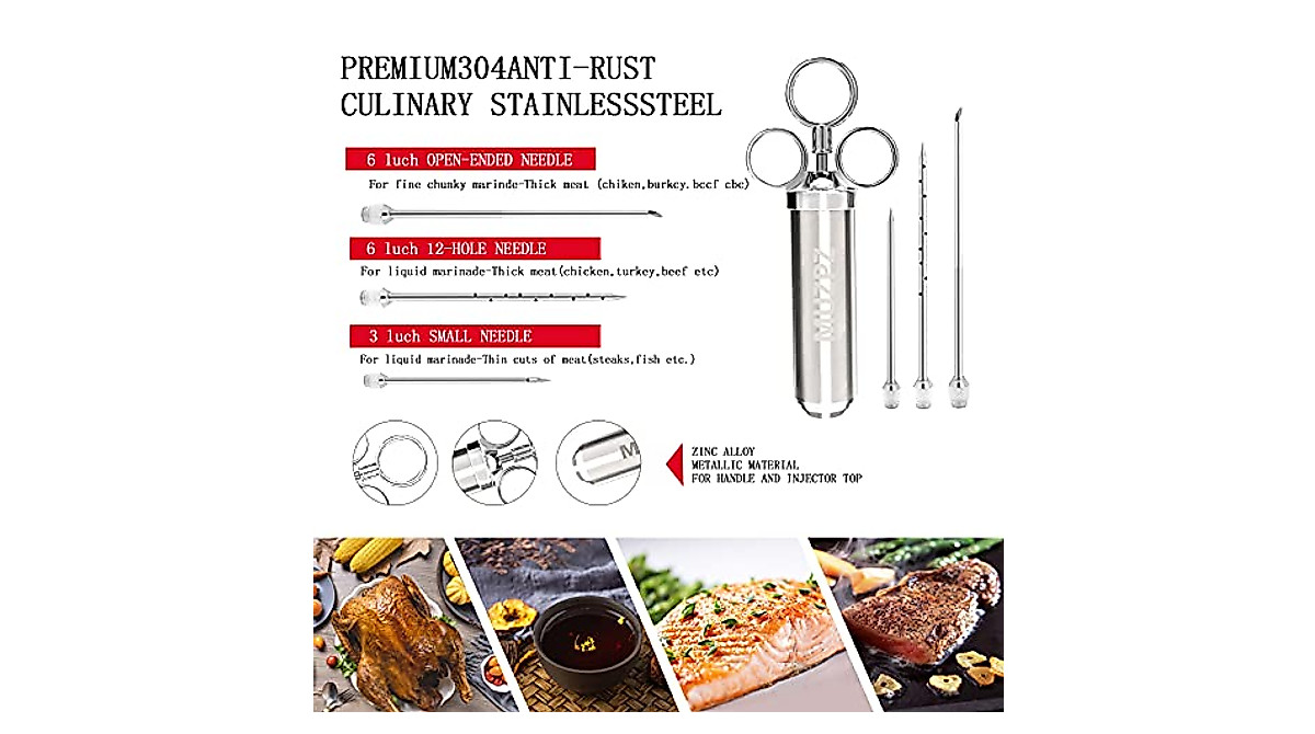 Stainless Steel Meat Injector Kit for Juicy, Flavorful Meats