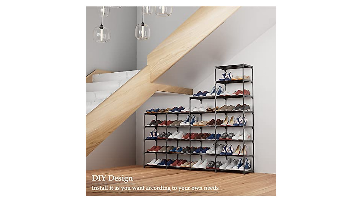 SMILHELTD Large Shoe Rack - Holds Up to 64 Pairs, Adjustable & Durable