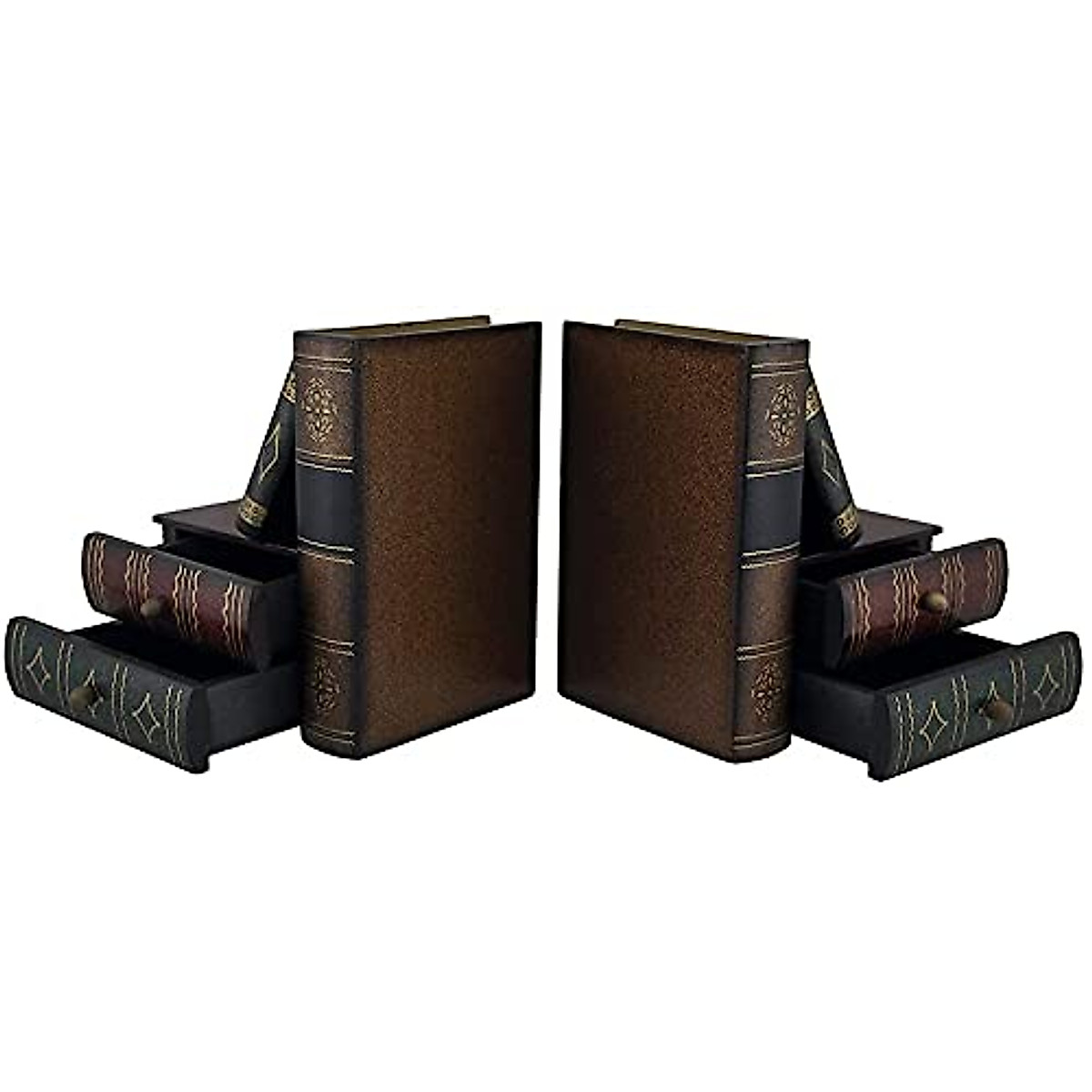 Bellaa Classic Wooden Bookends with Hidden Drawers – Elegant Organization