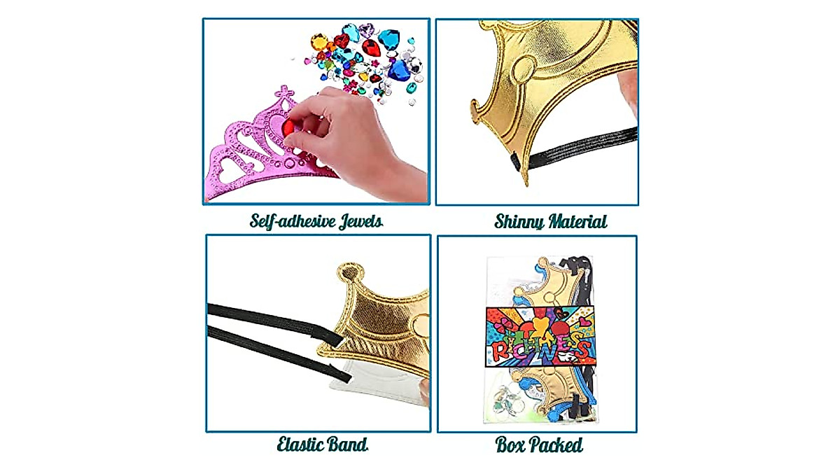 DIY Kids Crown Craft for Birthday Parties - 12pcs Gold