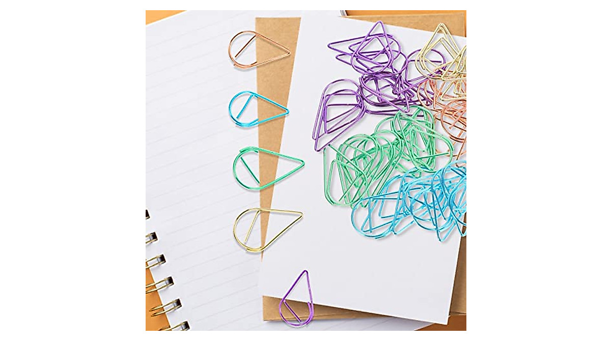 Tofficu 50Pcs Drop-Shaped Paper Clips for Office and School