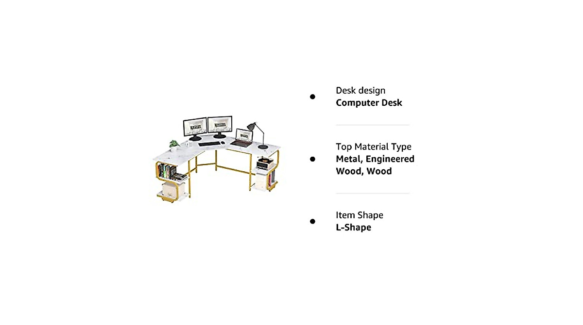 Teraves Modern L Shaped Desk with Storage & Style