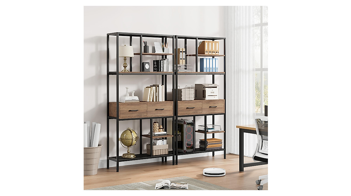 BOTLOG Tall Bookcase with Storage - Industrial 6-Tier Bookshelf