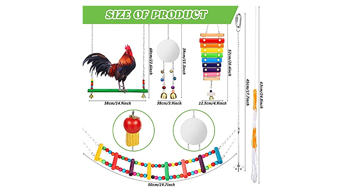 7 Packs Chicken Toys Set - Fun Coop Accessories for Hens & Birds