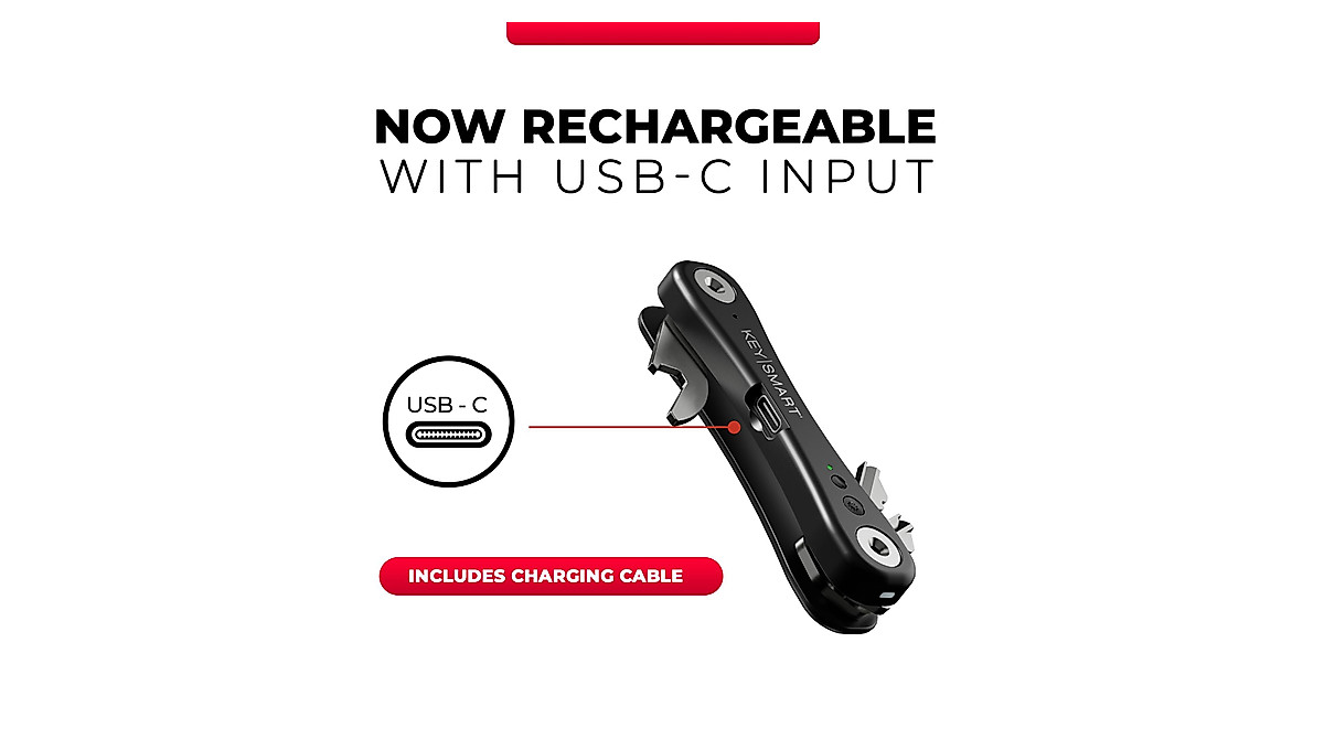 KeySmart Pro - Smart Key Holder with Tile Tracking & LED Flashlight