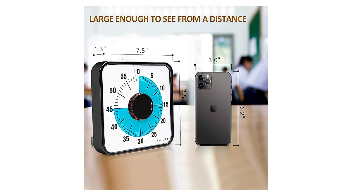 Secura 60-Minute Visual Timer for Classroom & Kitchen Use