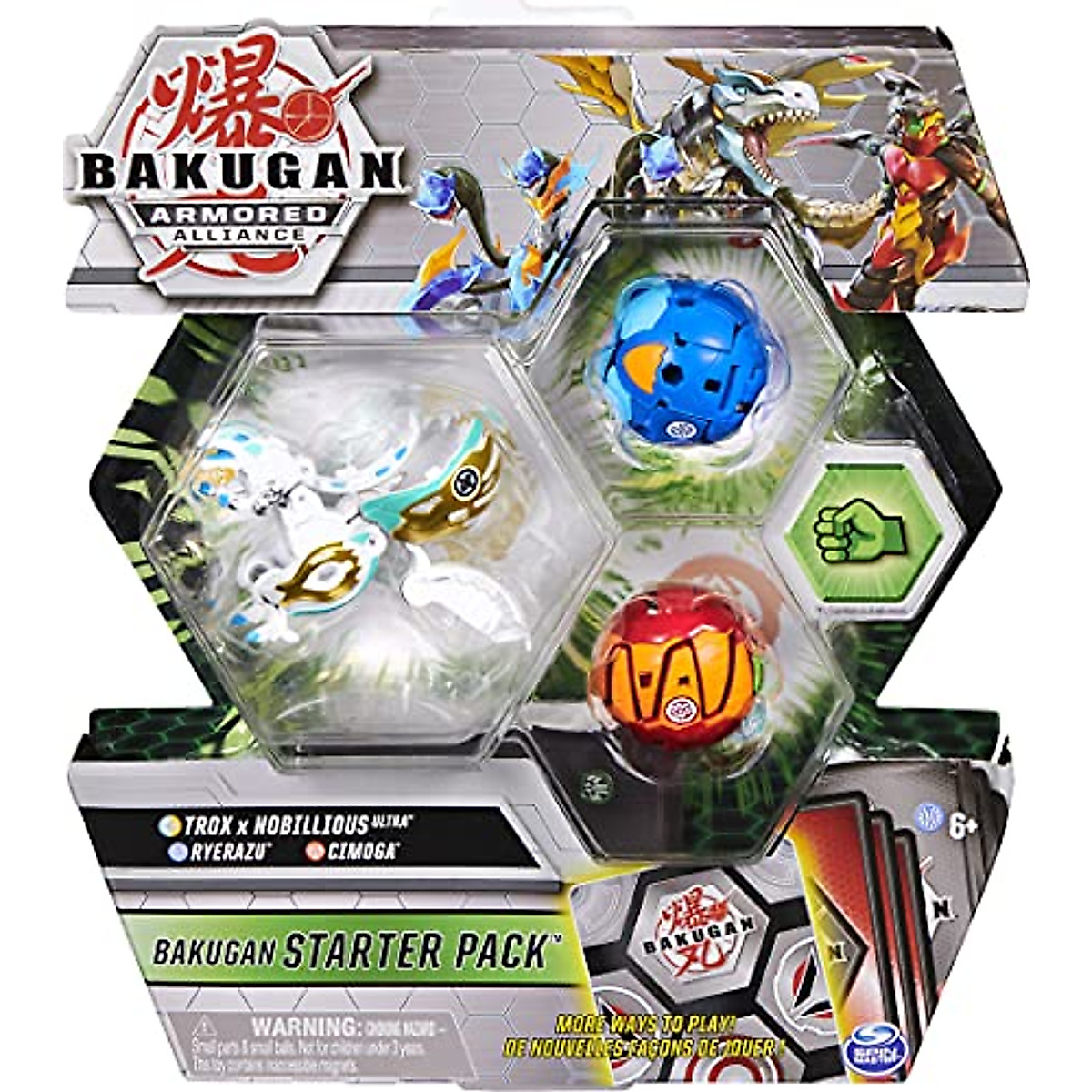 Bakugan Starter Pack 3-Pack with Fused Trox & Nobilious Ultra | Action ...