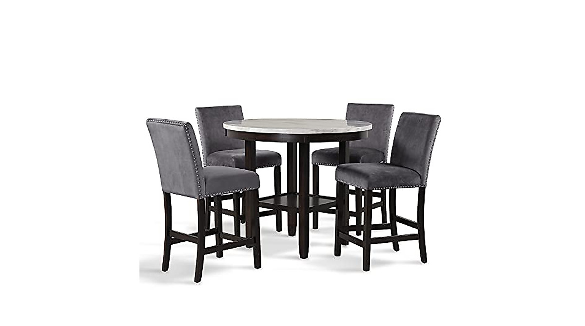 Celeste Faux Marble Round Counter Table - Stylish & Durable 42-Inch