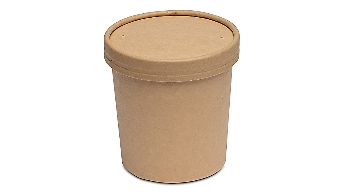 Comfy Package 16 oz. Kraft Paper Food Containers with Vented Lids