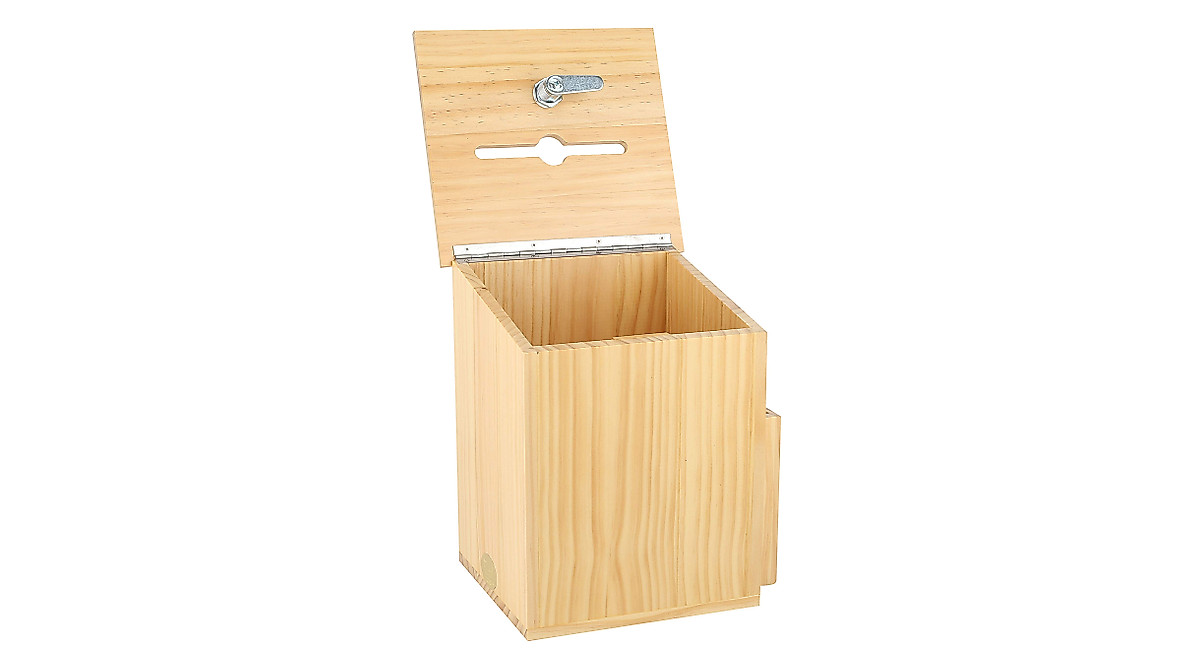 Natural Wood Charity Donation Box with Locking Lid