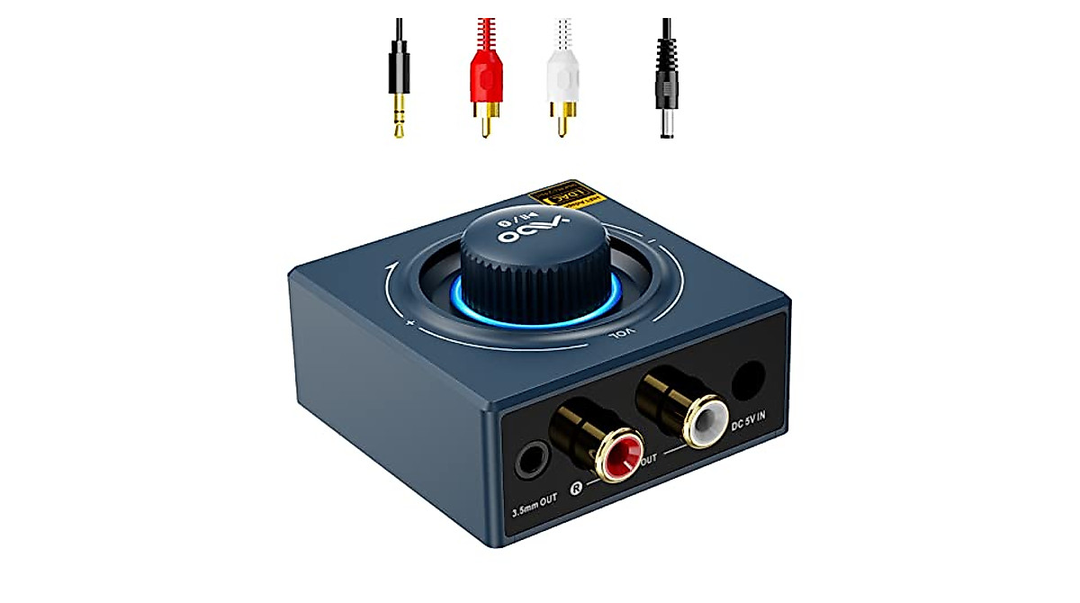 Soomfon Transmitter/Receiver with Bluetooth 5.3 for TV, 3-in-1 Audio Adapter with Bluetooth and Optical/RCA/3.5mm AUX Support with Volume Control, Dual Link Bluetooth Adapter for TV, HiFi, Home