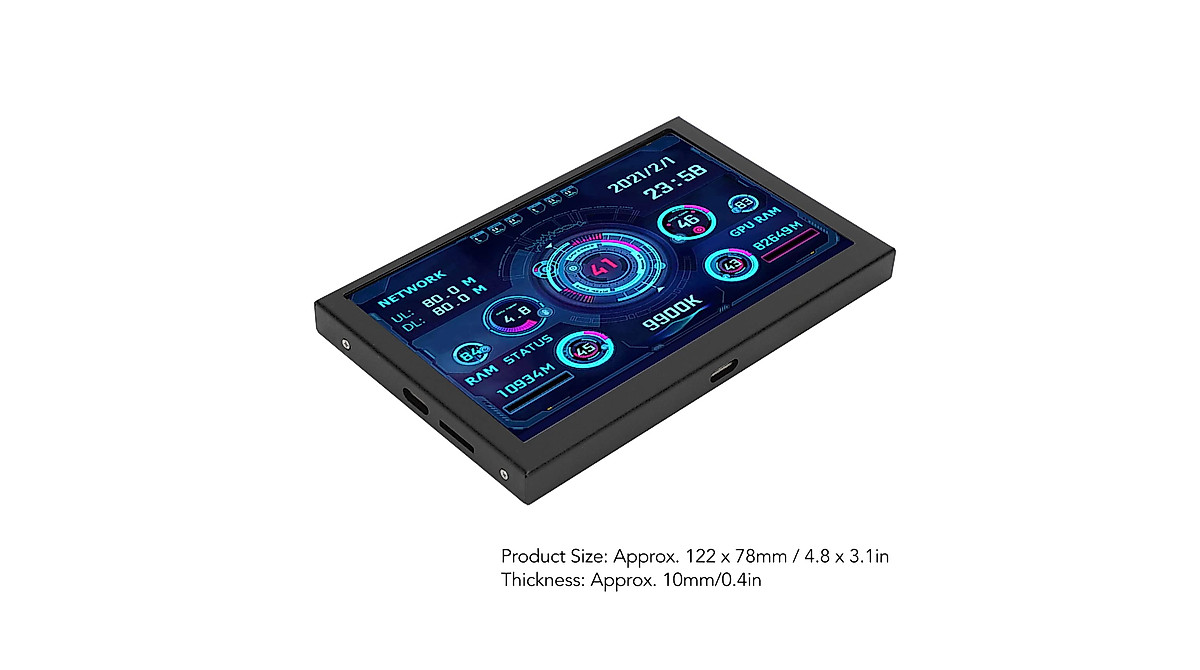 Mini PC CPU Data Monitor with 5-Inch IPS Screen - USB Connectivity