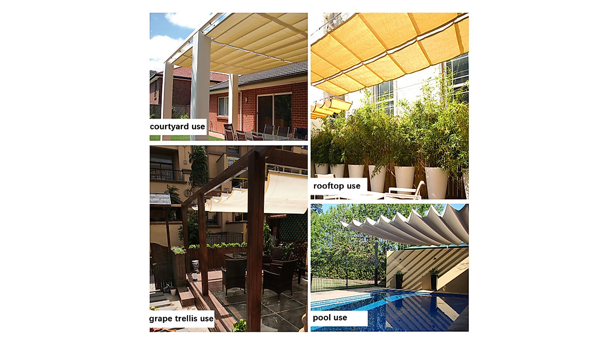 LXBAMKEA Retractable Wave Shade Sails for Outdoor Spaces