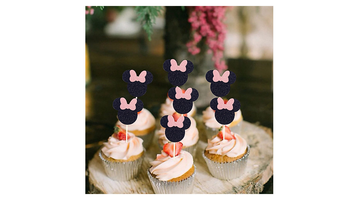 24 PCS Glitter Mouse Inspired Cupcake Toppers